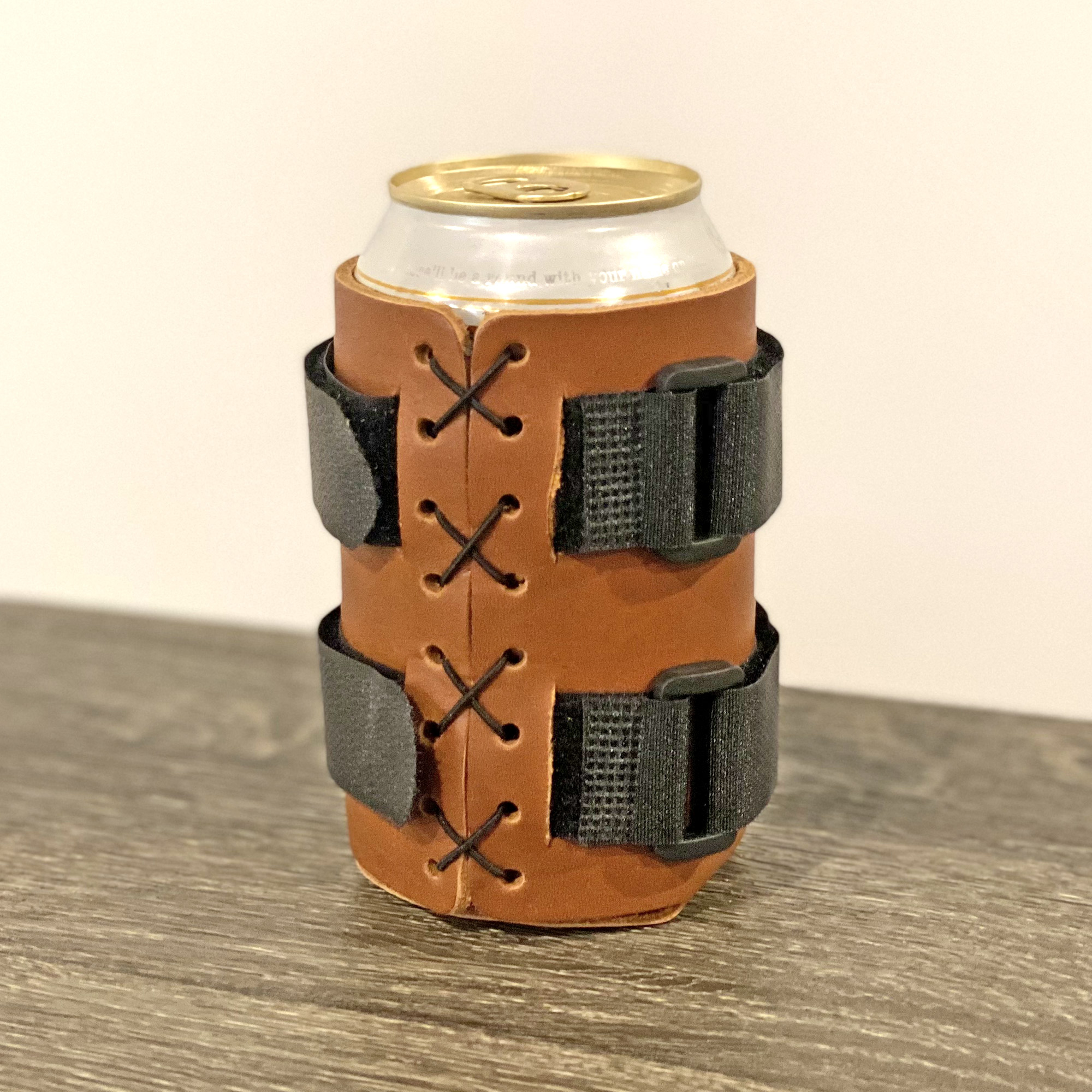 Cowhide Can Holder, Leather Beer Coolie, Beer Can Holder, Beverage